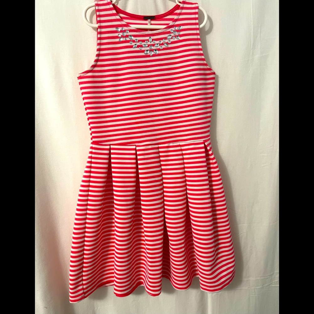 Poof Girl Pink&White Dress Size M
